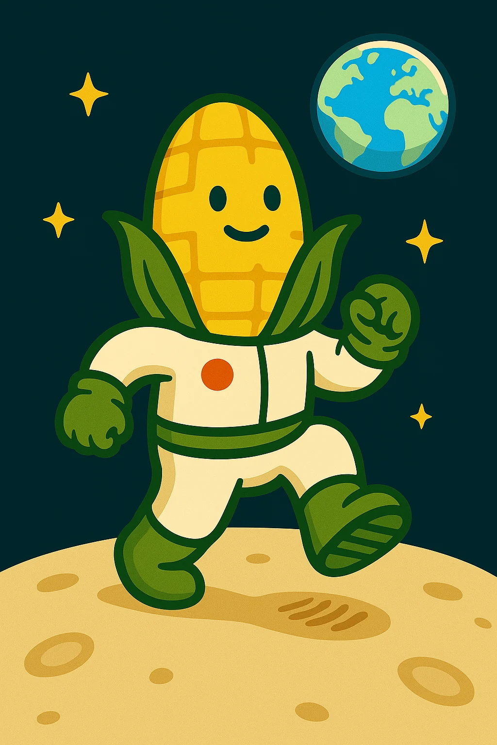 Corn’s first step on the moon